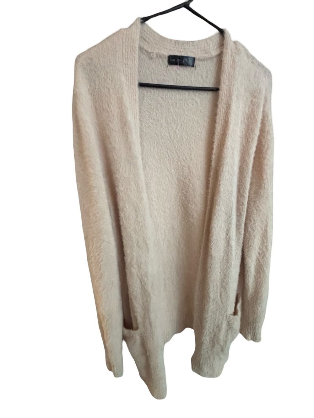 Soft Cozy Open-Front Women's Cardigan Sweater Cream Pink